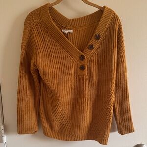 Maurices V-Neck Sweater with Button Accents - Mustard